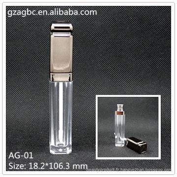 Tube de Gloss Lip Quadrate transparent & vide AG-01, AGPM emballage cosmétique, couleurs/Logo personnalisé